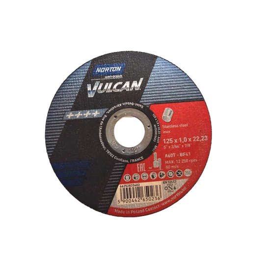 125x1   A60T-BF41InoxNortonVul (Norton Vulkan inox vágókorong)  35010065